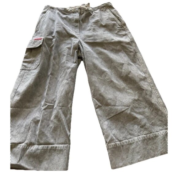 Vintage Ralph Lauren Jeans Co. Pants 12 Blue White Stripe Cropped Cargo Pockets - Picture 12 of 13